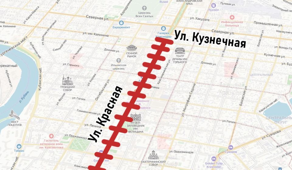 Запрет на пересечение ул. Красной введут в Краснодаре в это воскресенье, 30 мая