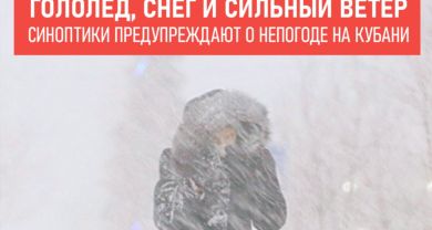 На Кубань придёт гололёд, снег и сильный ветер